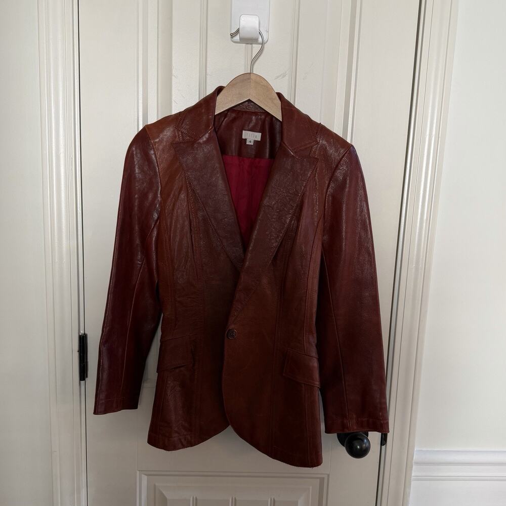 Vintage illia Burnt Red 100% Leather Jacket Women’s Size 4